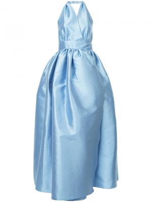 Расклешенное платье с открытой спиной Alexis Mabille. Цвет: синий