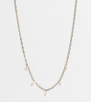 Позолоченное ожерелье-цепочка с искусственным жемчугом -Золотистый Orelia