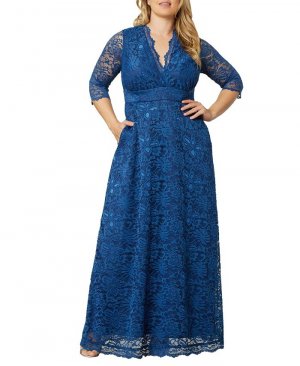 Женское кружевное вечернее платье больших размеров Maria, синий Kiyonna