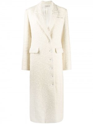 Фактурное однобортное пальто Nina Ricci. Цвет: белый