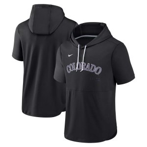 Мужской черный пуловер с капюшоном Colorado Rockies Springer короткими рукавами и Nike