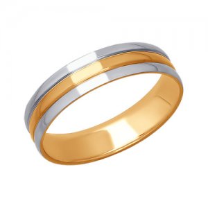 Обручальное кольцо из комбинированного золота, comfort fit, 5 мм SOKOLOV