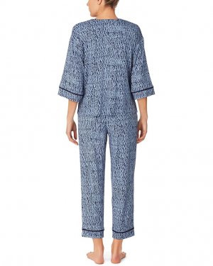 Пижамный комплект 3/4 Sleeve Crop Pants PJ Set, цвет Eclipse Texture Donna Karan