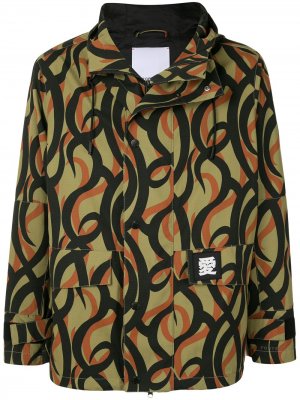 Куртка с капюшоном и абстрактным принтом Ports V. Цвет: зеленый