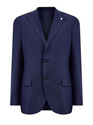 Костюмный пиджак ручной работы из меланжевой шерсти L.B.M. 1911. Цвет: синий