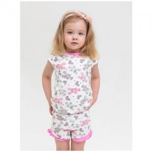 Пижама, размер 122, белый, розовый КотМарКот. Цвет: белый