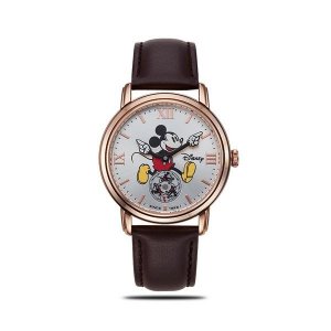 Элегантные часы с Микки Маусом и кожаным ремешком OW139BKG Disney