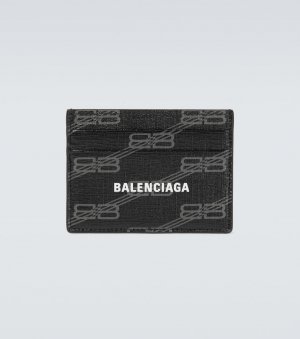 Кожаный картхолдер с логотипом , черный Balenciaga