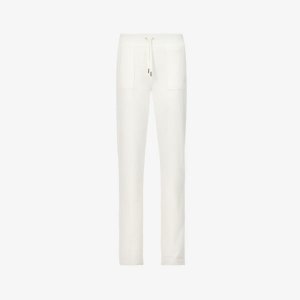 Велюровые брюки прямого кроя с высокой посадкой и вышитым логотипом , цвет sugar swizzle Juicy Couture