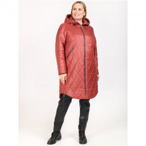 Пальто женское осеннее кармельстиль весеннее демисезонное стеганное верхняя одежда больших размеров Karmel Style. Цвет: красный
