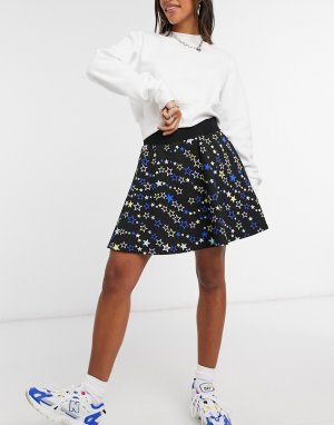 Черная мини-юбка со звездным принтом -Черный цвет Love Moschino