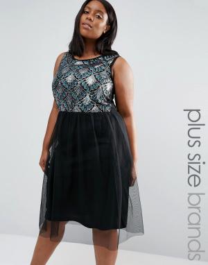 Платье с отделкой на топе и тюлевой юбкой Plus Praslin. Цвет: черный