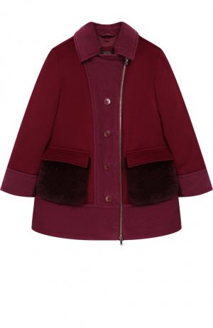 Кашемировая куртка на молнии с меховой отделкой Loro Piana. Цвет: бордовый