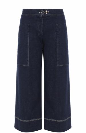Укороченные широкие джинсы с контрастной прострочкой Fay. Цвет: темно-синий
