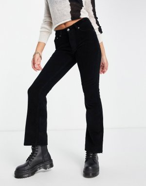 Черные расклешенные джинсы с заниженной талией из плотного вельвета -Черный цвет ASOS DESIGN
