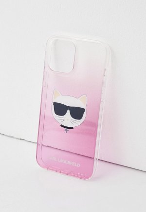 Чехол для iPhone Karl Lagerfeld 13 Pro Max, PC/TPU Choupette Gradient Pink. Цвет: розовый