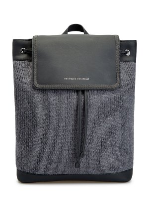 Рюкзак из шерсти и телячьей кожи Mat с декором Мониль BRUNELLO CUCINELLI. Цвет: черный