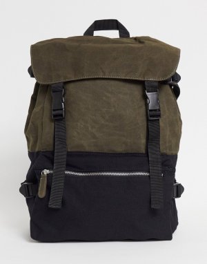 Парусиновый oversized-рюкзак черного цвета и хаки с несколькими отделениями -Зеленый цвет ASOS DESIGN