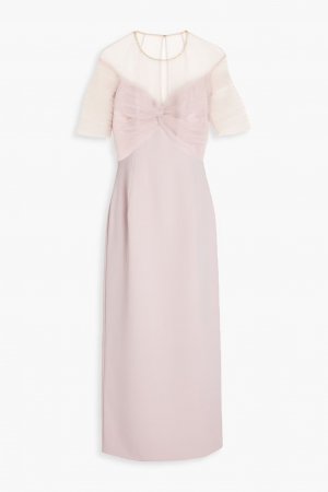 Платье миди из крепа с тюлевыми вставками и кристаллами , пастельно-розовый Jenny Packham