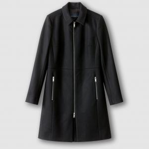 Пальто на молнии, 50% шерсти. FRENCH CONNECTION. Цвет: черный