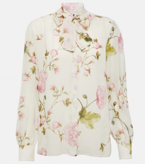 Шелковая блузка с цветочным принтом GIAMBATTISTA VALLI, белый Valli