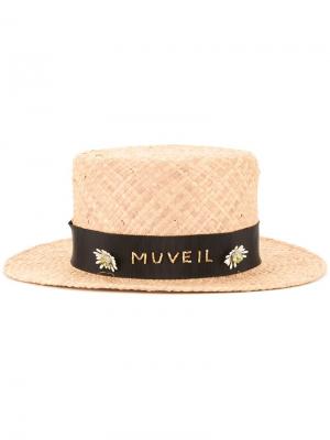 Шляпа с декорированной лентой Muveil. Цвет: коричневый