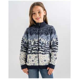 Детский свитер с елками на молнии для девочек Pulltonic