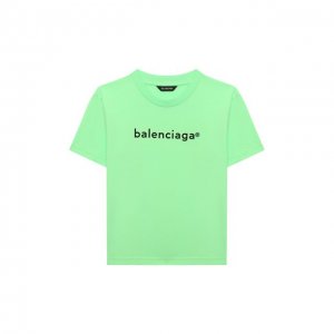 Хлопковая футболка Balenciaga. Цвет: зелёный