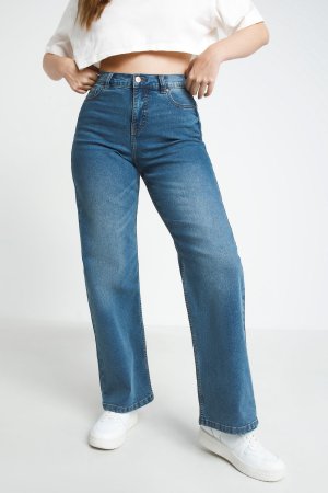 Синие джинсы средней длины с широкими штанинами 24/7 Simply Be