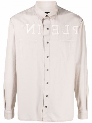 Джинсовая рубашка с вышитым логотипом Philipp Plein. Цвет: нейтральные цвета