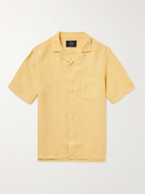 Льняная рубашка с воротником-стойкой PORTUGUESE FLANNEL, желтый Flannel