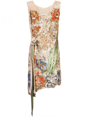 Декорированное платье с запахом Tsumori Chisato. Цвет: металлический