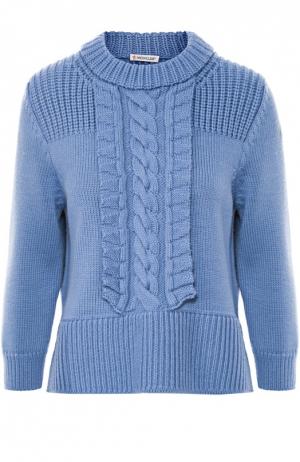 Пуловер с укороченным рукавом и фактурной отделкой Moncler. Цвет: голубой