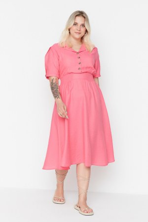Платье больших размеров - Розовый А-силуэт , Trendyol