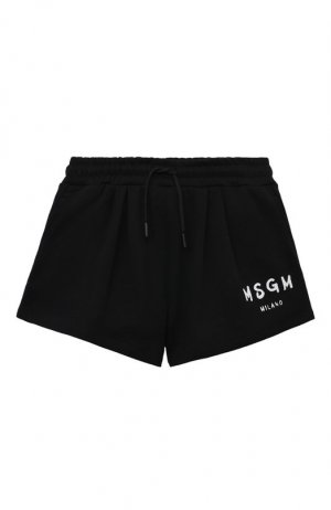Хлопковые шорты MSGM kids. Цвет: чёрный