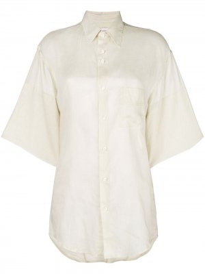 Прозрачная рубашка свободного кроя с короткими рукавами Wales Bonner. Цвет: нейтральные цвета