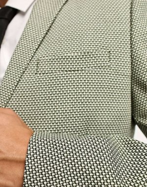 Супероблегающий пиджак оливкового цвета с фактурой «птичий глаз» ASOS