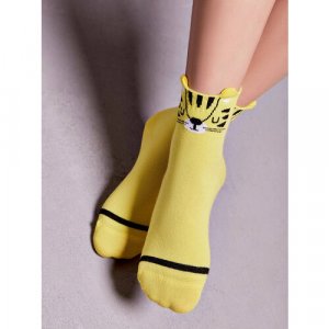 Носки Забавные Мордашки, размер 18(27-29), желтый Conte-kids. Цвет: желтый