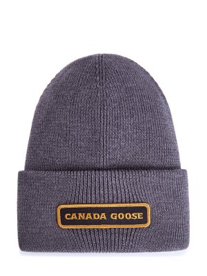 Теплая шапка из двухслойной шерсти с логотипом CANADA GOOSE. Цвет: серый