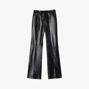 Расклешенные кожаные брюки с высокой посадкой , цвет noir / gris Sandro