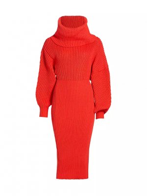 Платье-свитер массивной вязки-снуд A.W.A.K.E. Mode, красный MODE