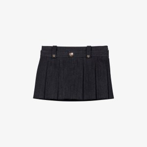 Jinime мини-юбка из эластичного денима со складками , цвет noir / gris Maje