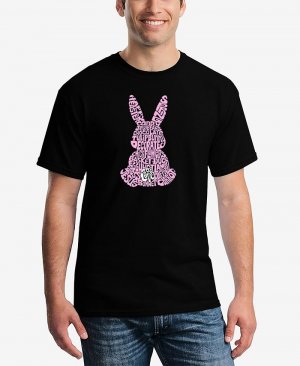 Мужская футболка с коротким рукавом изображением пасхального кролика Word Art LA Pop Art, черный
