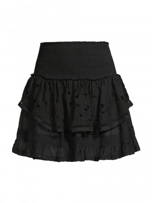 Многоуровневая мини-юбка с люверсами Maia , черный Ramy Brook