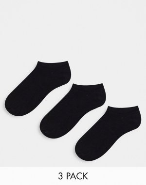 Набор из 3 пар низких черных носков органического хлопка -Черный Topshop