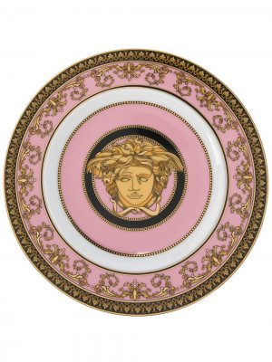 Керамическая тарелка с принтом Medusa Versace. Цвет: розовый