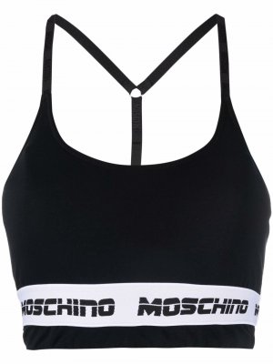 Топ-бралетт с логотипом Moschino. Цвет: черный