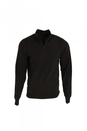1 4 вязаный свитер с воротником на молнии , черный Premier