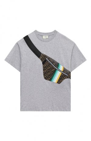 Хлопковая футболка Fendi. Цвет: серый
