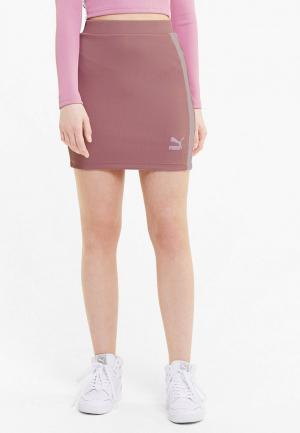Юбка PUMA Classics Ribbed Skirt. Цвет: розовый